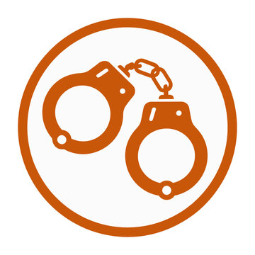 Vector graphic of handcuffs in a circle, symbolizing law enforcement and justice.