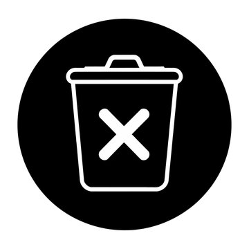 Vector graphic of a trash can with a white x on a black circle background