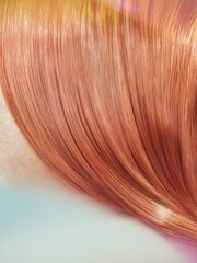 Fototapeta premium Red Hair Close Up with Silky Texture and Skin Detail for Beauty Advertising and Haircare Treatment Background with Copy Space across Soft Teal Surface