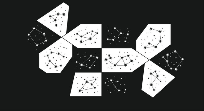 Geometric Constellation Patterns on Black Background