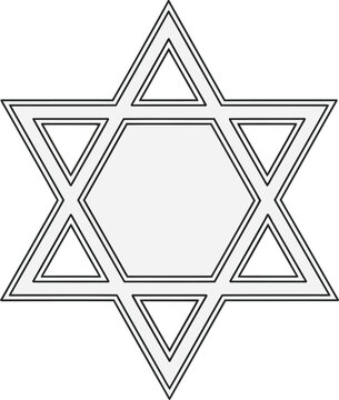 Graphic illustration of a six-pointed star symbol with triangular shapes