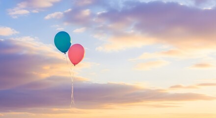 Fototapeta premium Colorful hot air balloons soaring against a vibrant sunset sky