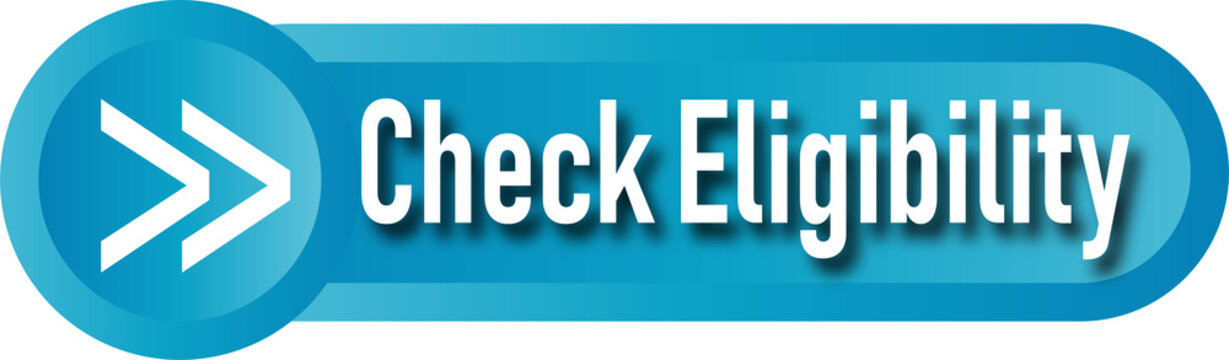 Blue button with check eligibility text for form submission isolated on transparent background