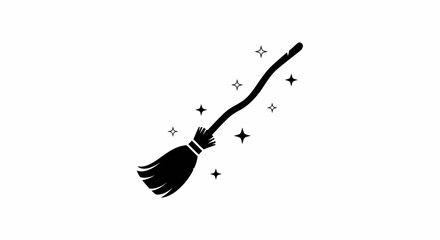 Black magic broomstick flying high. © fina