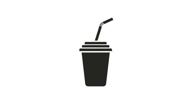Black plastic cup with straw.
