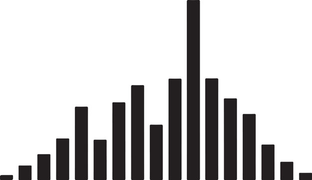 Black bar chart, graph illustration, vector statistics, data visualization