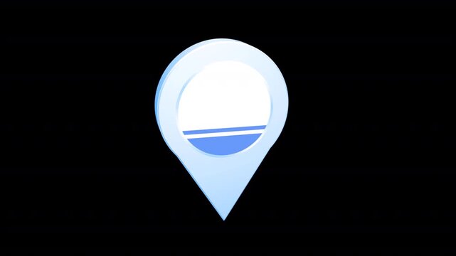 Altai Republic Flag Location Pin Icon 3D Map Marker, Alpha Channel Included
