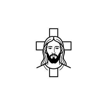 Jesus Christ Facial Cross Logo Vector Art