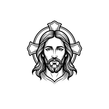 Jesus Christ Face Logo Vector Art