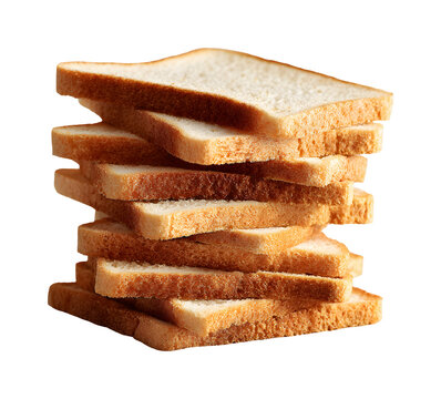 Stack of fresh sliced white bread isolated on transparent background