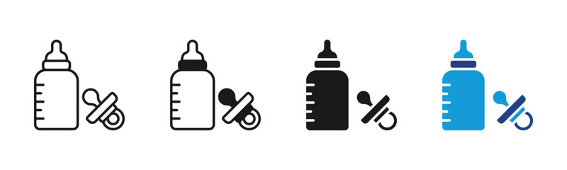 Fototapeta premium Milk Bottle icon set multiple style collection