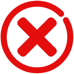 Obraz premium Red x in a circle with a gap mark symbol
