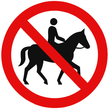 Red circle with no horse riding sign prohibited symbol 1