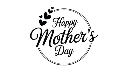 Happy Mothers Day circular badge typography design with heart accents elegant script lettering greeting vector illustration © Icons Queen