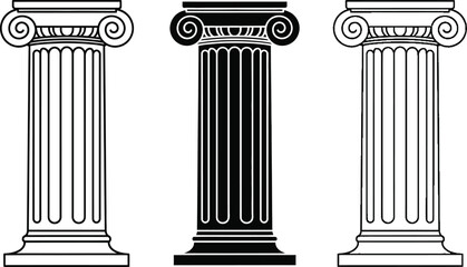 Ancient greek columns doric ionic and corinthian architectural orders © Rasheda