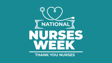 National Nurses Week badge design with ribbon heart and stethoscope healthcare appreciation typography vector illustration © Icons Queen