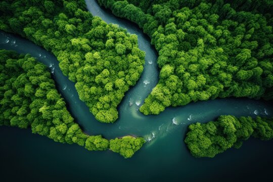 Foliage forest river vegetation.