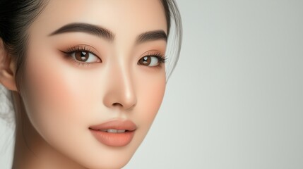 Fototapeta premium Beautiful Asian woman's face with light natural makeup