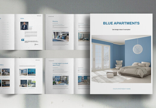Blue Travel Promo Apartments Marketing Brochure Layout