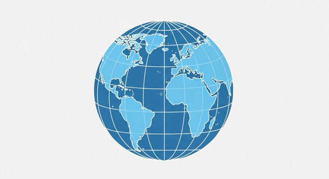 Blue Globe Illustration - A Detailed View of Earths Continents and Oceans.