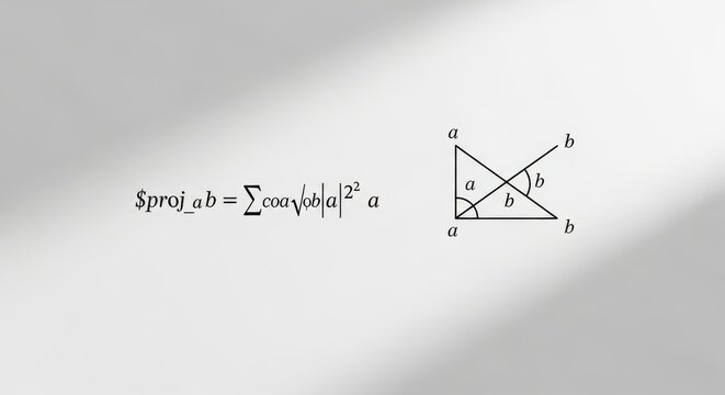 Mathematical formula for vector projection with geometric illustration