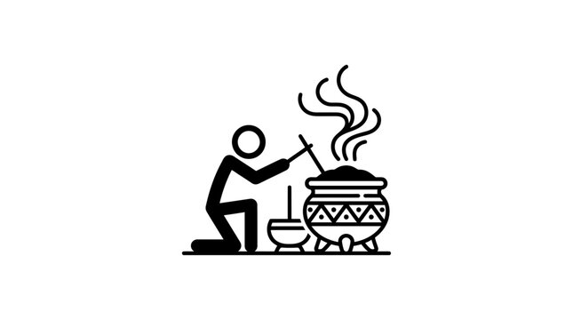 Cooking Magic Potion in Cauldron