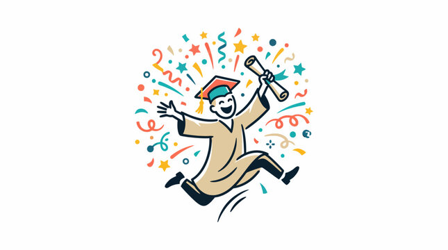 Joyful Graduate Celebrating with Confetti