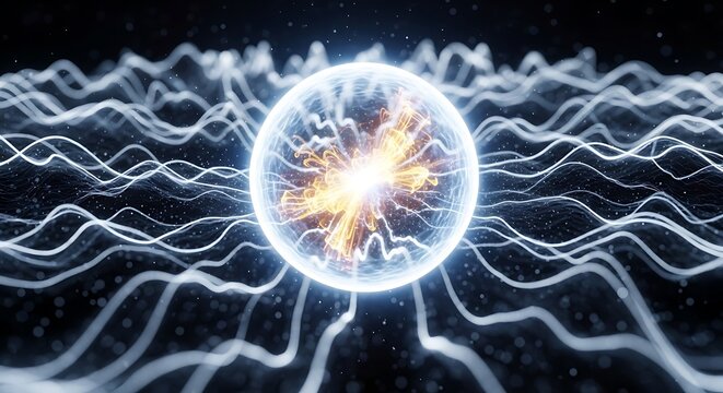 Electricity glowing orb energy concept.