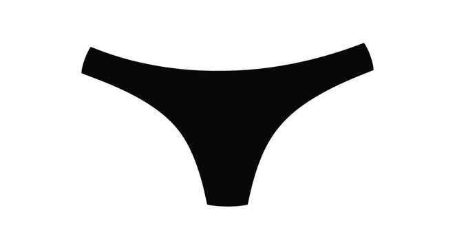 A black silhouette of a thong underwear item on a white background