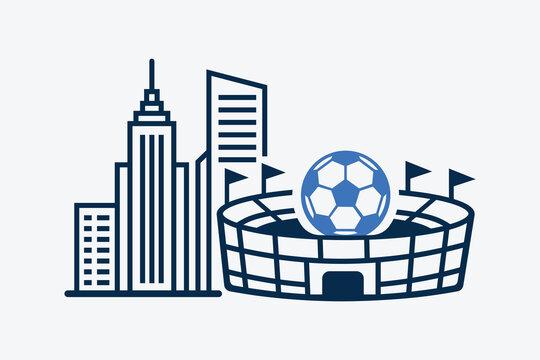Soccer Football Club Logo with Stadium Background Illustration