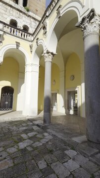 The entrance courtyard of the cathedral dedicated to Saint Mary in Capua, Italy.