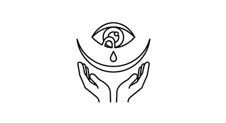 Obraz premium Caring Hands Holding a Crying Eye Symbolizing Empathy and Support