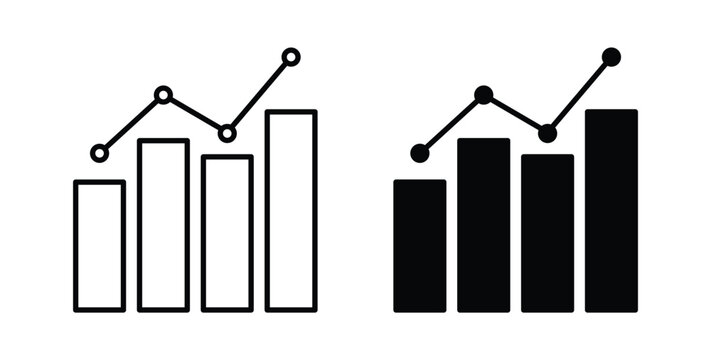 Chart icon pack flat black, Editable line icons