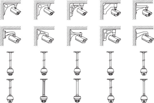Security camera installations showcases a range of surveillance camera setups. From various angles, offering a detailed perspective on technology for public space safety.