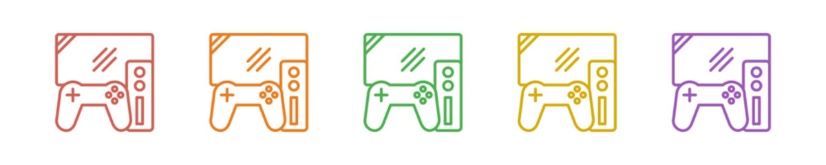 Fototapeta premium Gaming Console Icon Set Multiple Style Collection. Vector Illustration Concept Designed In Line Colorful Style