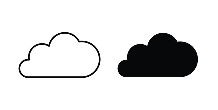 Cloud icon pack flat black, Editable line icons