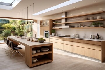 Fototapeta premium Modern Contemporary kitchen room interior architecture furniture building.