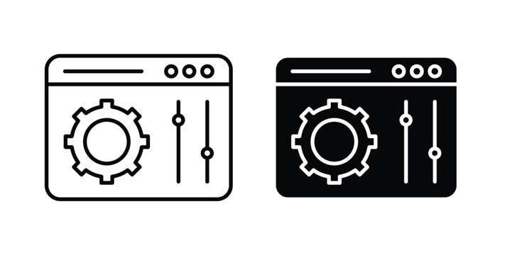 Control panel icon pack flat black, Editable line icons