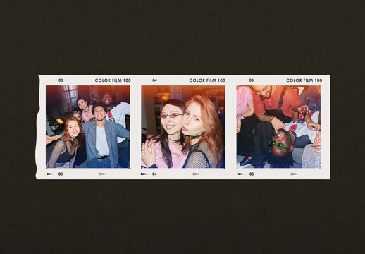 Analog Film Frame Template, Vintage Photo Border Overlay Mockup & Retro Photo Collage