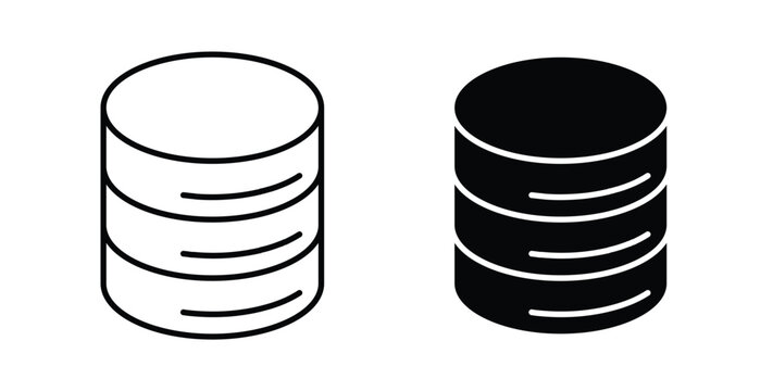 Database icon pack flat black, Editable line icons