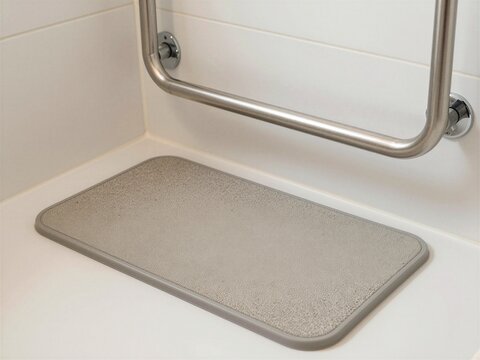 Bathroom Safety with Non-Slip Mat and Grab Bar