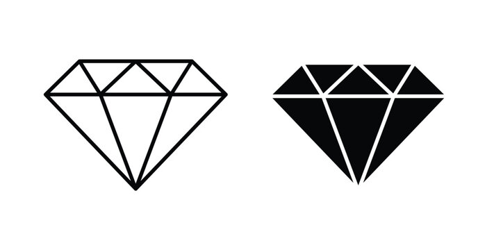 Diamond icon pack flat black, Editable line icons