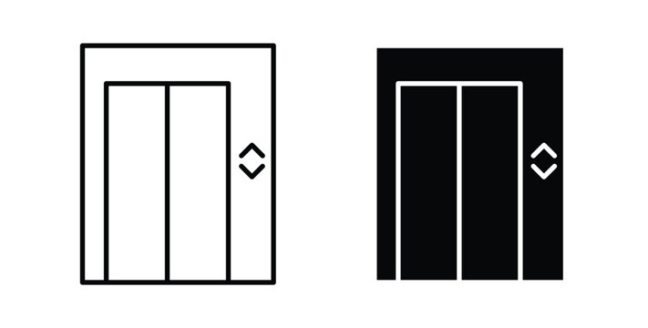 Elevator icon pack flat black, Editable line icons