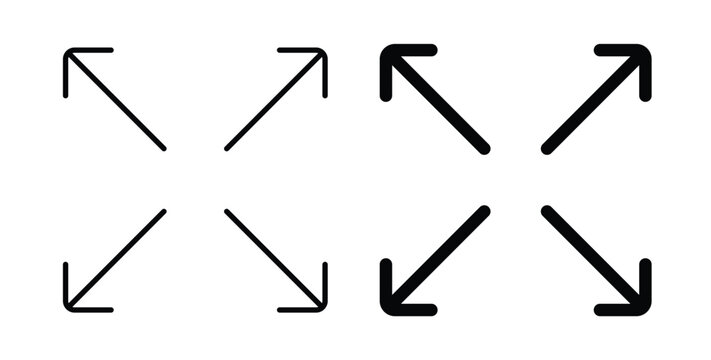 Expand icon pack flat black, Editable line icons