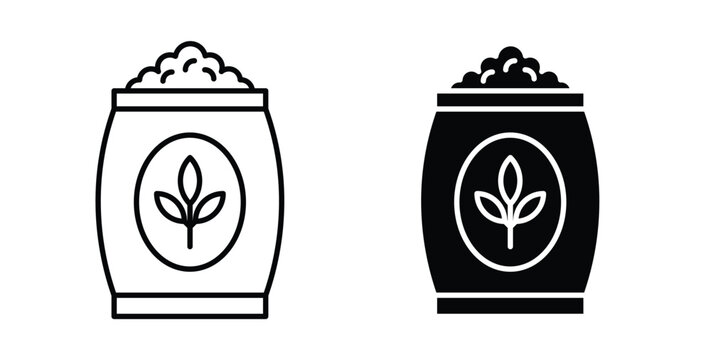 Fertilizer icon pack flat black, Editable line icons