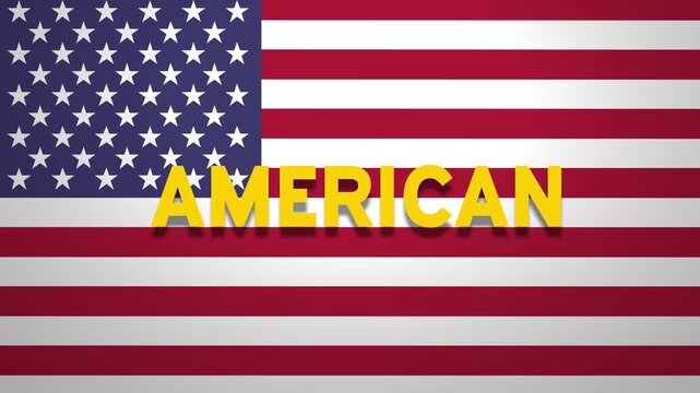 English word text on usa flag background