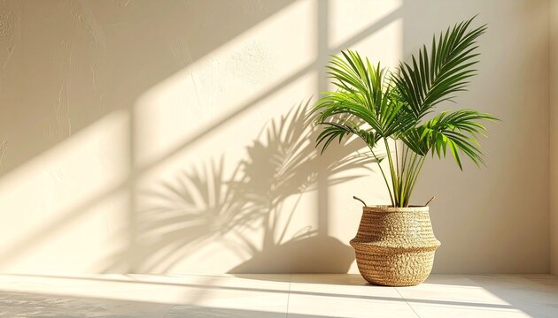 Houseplant in decorative woven pot