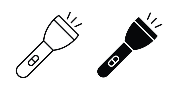 Flashlight icon pack flat black, Editable line icons
