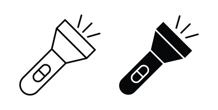 Flashlight icon pack flat black, Editable line icons