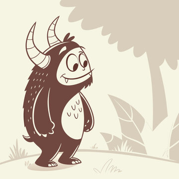 silhouette of a friendly monster with tiny horns a (1)(2)
